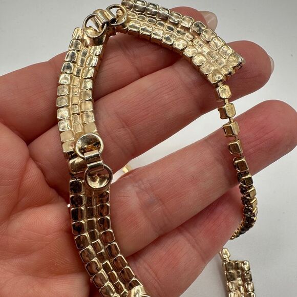 16" all gray pave and AB rhinestones and gold tone statement necklace! - Picture 8 of 17